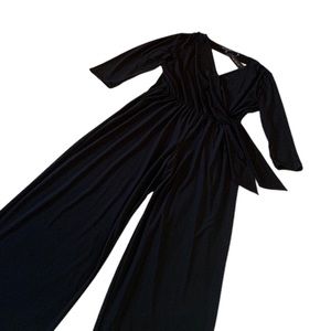 GONE!!NWT Jumpsuit V-Neck Wrap Wide Leg 3/4 Length Sleeve - Waist Tie Detail